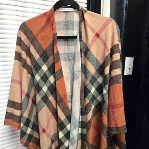 Plaid Wrap Poncho NWOT